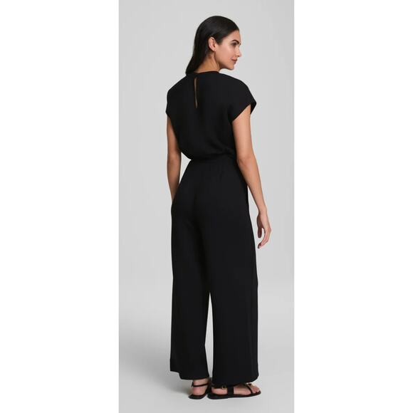 Spanx AirEssentials Cap Sleeve Cinched Jumpsuit Womens Size Large Black - Picture 2 of 11